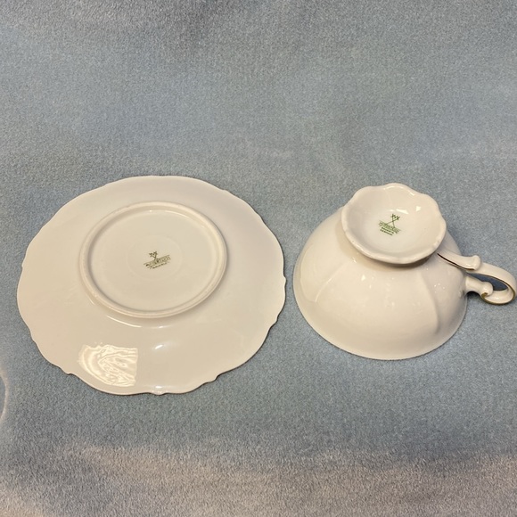 Pink Rose Mitterteich Bavaria Germany Footed Coffee Cup and Saucer - Picture 8 of 15